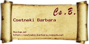 Csetneki Barbara névjegykártya